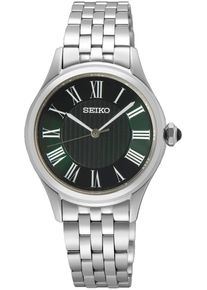 Seiko Damen Quarzuhrsilberfarben, grün, Armbanduhren, Armbanduhr, Damenuhr, Edelstahlarmband, analog, Saphirglas