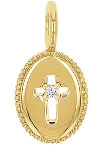 Amor Damen Ketten-Anhänger "Kreuz, 2039033", Silber 925 (Sterlingsilber), 0,49 g, gold, Silber 925 (Sterlingsilber), Schmuckanhänger, mit Zirkonia