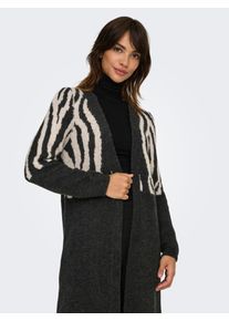 Only Damen Longstrickjacke "ONLJADE ZEBRA LS CARDIGAN CC KNT", grau, modisch, Gr. M, gemustert, Strick, Obermaterial: 81% Polyacryl, 19% Polyester,