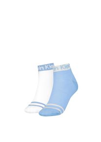 Damen Kurzsocken "CK WOMEN QUARTER 2P LOGO WELT", Calvin Klein Jeans, blau, Materialmix, Socken, Coolmax-Garn, Einheitsgröße passend von 37-41