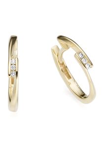 Firetti Damen Paar Creolen "Schmuck Geschenk Gold 375 Ohrschmuck Creole", P2 = erkennbare Einschlüsse, Gelbgold 375-Diamanten, gold, Gelbgold 375,