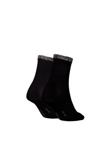 Damen Socken "CK WOMEN SHORT SOCK 2P SHINY LOGO", Calvin Klein Jeans, Gr. 39, schwarz, Obermaterial: 33% Modal, 31% Polyamid, 30% Baumwolle, 4%