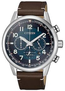 Citizen Herren Chronograph, braun, Armbanduhren, Armbanduhr, Herrenuhr, Solar, Stoppfunktion, Lederarmband