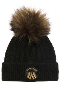 Superdry Damen Beanie "CABLE LUXE KNIT BEANIE HAT", schwarz, casual, unifarben, Strick, Materialmix, Mützen