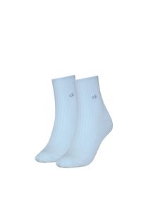 Damen Socken "CK WOMEN SHORT SOCK 2P ROLL TOP", Calvin Klein Jeans, Gr. 39, blau, Baumwollmischung, Socken
