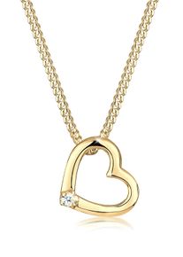 Elli DIAMONDS Damen Collierkettchen "Herz Diamant Weiß Brillantschliff (0.015 ct) 925 Sterling Silber", 45, 0.015 ct mit Diamanten, Silber 925