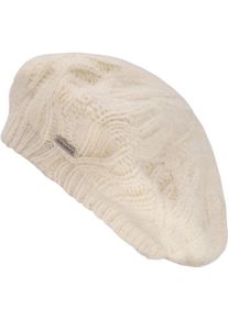 Chillouts Damen Baskenmütze, beige, modisch,klassisch,feminin, unifarben, Zopfmuster, Feinstrick, Materialmix, Mützen, für kühle Herbst- und