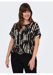 Only CARMAKOMA Damen Kurzarmshirt "CARMIKAELA IN-ONE SS TOP AOP"birch aop:tie dye stripes, modisch, Gr. 46, gemustert, Jersey, Obermaterial: 95%