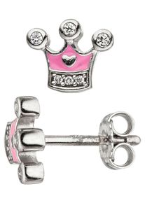 Jobo Damen Paar Ohrstecker "Krone", Silber 925 (Sterlingsilber), silber, Silber 925 (Sterlingsilber), Ohrringe, 925 Silber mit Zirkonia