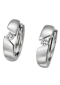 Firetti Damen Paar Creolen "Schmuck Geschenk Gold 375 Ohrschmuck Creole", 0,08 ct SI = kleine Einschlüsse, Weißgold 375-Diamanten, weiß, Weißgold