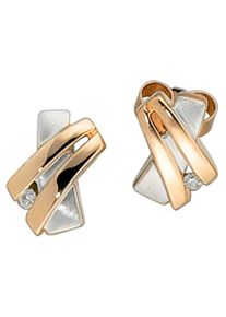 Jobo Damen Paar Ohrstecker, SI = kleine Einschlüsse, Roségold 585-Diamanten, rosa, Rosu00e9gold 585, Diamanten, Ohrringe, 585 Roségold bicolor mit 2