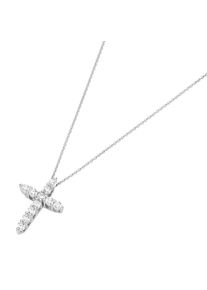 Damen Kette mit Anhänger "Kreuz mit Zirkonia, Silber 925", 45cm, Silber 925 (Sterlingsilber), weiß, Giorgio Martello MILANO, Silber 925