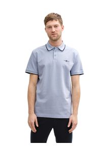 Tom Tailor Herren Poloshirtdove blau weiß two tone, casual, Gr. S, kontrastfarbene Details, unifarben, Piquu00e9, Obermaterial: 98% Baumwolle, 2%