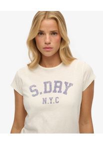 Superdry Damen Athletic Essential T-shirt mit Noppenstruktur White - Gr&ouml;&szlig;e: 40 210242200016871D019