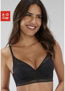 s.Oliver Damen Push-up-BH, Gr. 85, schwarz, Spitze, Obermaterial: 64% Polyamid, 26% Polyester, 10% Elasthan, modisch, BHs, mit Bügel aus modischer