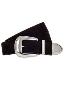 Tamaris Damen Ledergürtel, schwarz, modisch, Gr. 95, Rindsleder, Gürtel, im Western-Style mit glänzender Schließe und Spitze