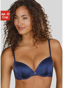 Lascana Damen Push-up-BH "Alana", Gr. 80, blau, Spitze, Obermaterial: 41% Seide, 33% Polyester, 20% Polyamid, 6% Elasthan, feminin, BHs, aus edler