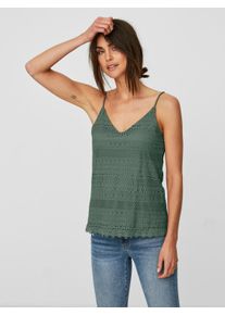 Véro Moda VERO MODA Damen Spaghettitop "VMHONEY LACE SINGLET WVN", grün, modisch, Gr. S, unifarben, Web, Obermaterial: 75% Baumwolle, 25% Nylon, Tops