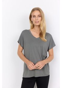 soyaconcept Damen V-Shirt "SC-MARICA 32"misty, casual, Gr. L, unifarben, Jersey, Obermaterial: 93% Lyocell, 7% Elasthan, Shirts