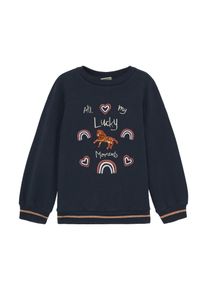 s.Oliver JUNIOR Mädchen Sweater, blau, casual, Gr. 104, bedruckt, Sweatware, Obermaterial: 95% Baumwolle, 5% Elasthan, Sweatshirts, mit Frontprint