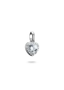 Thomas Sabo Damen Charm Herz "Charm Funkelndes Herz - Connect, CC1278-051-14", weiß, Silber 925, recycelt, Charms, mit Zirkonia (synth.)