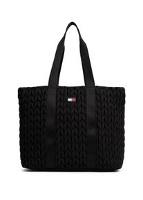Tommy Jeans Damen Tragetasche "TJW URBAN QUILTED TOTE", schwarz, Textil, Taschen, Damen Schultertasche, Umhängetasche mit modischer Zierabsteppung