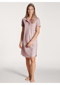 Calida Damen Nachthemd, Gr. XS, rosa, Obermaterial: 100% Baumwolle, gemustert, casual, Kleider, mit Knopfleiste am Rundhalsausschnitt