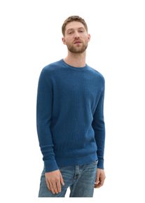 Tom Tailor Herren Rundhalspullover, blau, casual, Gr. XXL, unifarben, Strick, Obermaterial: 100% Baumwolle, Pullover, mit Rundhalsausschnitt
