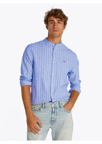 Tommy Jeans Herren Langarmhemd "TJM LINEN MIX BND STP SHRT EXT"tempo blau, ecru, casual, Gr. XXXL, gemustert, gestreift, mehrfarbig, Web,