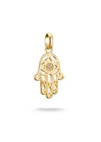 Thomas Sabo Damen Charm-Einhänger "Charm Hamsa des Glücks vergoldet - Connect, CC1243-414-14", gold, Silber 925, recycelt, Charms, mit Zirkonia