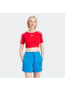 Damen T-Shirt "3 S BABY TEE", rot, sportlich, Gr. XL, adidas originals, Obermaterial: 94% Baumwolle, 6% Elasthan, Shirts, Cropped drei Streifen Shirt