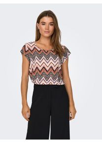Only Damen Shirtbluse "ONLVIC S/S AOP TOP NOOS PTM", weiß, casual, Gr. 40, gemustert, Web, Obermaterial: 97% Polyester, 3% Elasthan, Blusen, mit