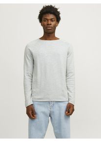 Jack & Jones JACK & JONES Herren Strickpullover "JJELINEN KNIT CREW NECK SN", blau, Basic, Gr. S, Strick, Obermaterial: 90% Baumwolle, 10% Leinen, Pullover