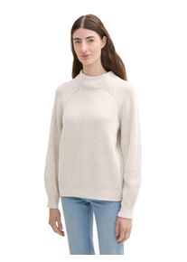 Tom Tailor Damen Stehkragenpullover, beige, casual, Gr. XXXL, Strick, Obermaterial: 65% Baumwolle, 30% Polyamid, 5% Wolle, Pullover