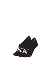 Damen Füßlinge "CKJ WOMEN FOOTIE HIGH CUT 2P MONOGRAM", Calvin Klein Jeans, Gr. 39, schwarz, Baumwollmischung, Socken, Mit großer Logostickerei vorn