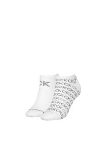 Damen Sneakersocken "CK WOMEN SNEAKER 2P ALL OVER LOGO", Calvin Klein Jeans, weiß, Baumwollmischung, Socken, Einheitsgröße, flexible Passform