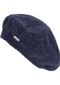 Chillouts Damen Baskenmütze, blau, modisch,klassisch,feminin, unifarben, Zopfmuster, Feinstrick, Materialmix, Mützen, für kühle Herbst- und Wintertage