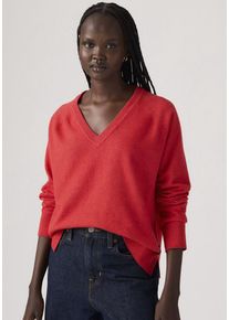 Levi's LEVI'S Damen V-Ausschnitt-Pullover "TARA SUPER SOFT V", rot, casual, Gr. S, Strick, Obermaterial: 53% Baumwolle, 32% Polyester, 13% Polyamid, 2%