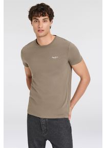 Pepe Jeans Herren Rundhalsshirtstone grün 726, Basic, Gr. XXL, unifarben, Jersey, Obermaterial: 95% Baumwolle, 5% Elasthan, Shirts