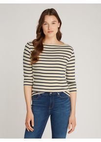 Tommy Hilfiger Damen 3/4-Arm-Shirt "NEW CODY SLIM BOAT-NK 3/4SLV", beige, casual, Gr. L, gestreift, Jersey, Obermaterial: 100% Baumwolle, Shirts, mit