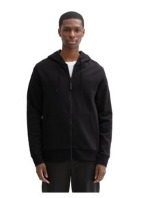 Tom Tailor Herren Kapuzensweatjacke, schwarz, casual, Gr. S, unifarben, Sweatware, Obermaterial: 70% Baumwolle, 30% Polyester, Sweatjacken, mit Kapuze