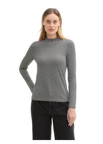 Tom Tailor Damen T-Shirt, schwarz-weiß, casual, Gr. M, gemustert, Single Jersey, Obermaterial: 95% Viskose, 5% Elasthan, Shirts, mit All-Over Muster