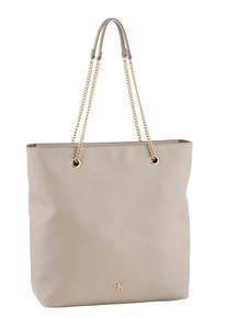 Damen Henkeltasche "MINIMAL MONOGRAM CHAIN TOTE", Calvin Klein Jeans, beige, Lederimitat, unifarben, Taschen, Shopper, große Umhängetasche, Damen