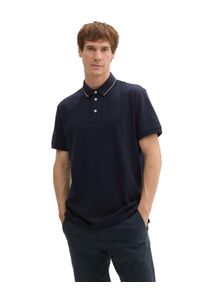 Tom Tailor Herren Poloshirt, blau, casual, Gr. M, unifarben, Jersey, Obermaterial: 95% Baumwolle, 5% Elasthan, Shirts, mit Logo Print