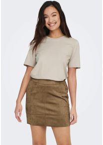 Only Damen Kurzarmshirt "ONLOnly S/S TEE JRS NOOS", beige, casual, Gr. L, unifarben, Single Jersey, Obermaterial: 100% Baumwolle, Shirts