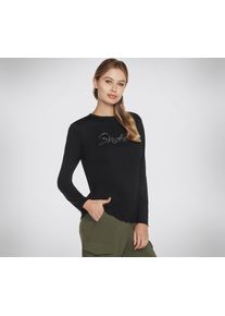 Skechers Damen Langarmshirt, schwarz, sportlich, Gr. M, Obermaterial: 52% Baumwolle, 48% Polyester, Shirts
