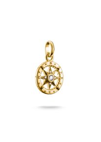 Thomas Sabo Damen Charm-Einhänger "Charm Kompass vergoldet - Connect, CC1261-414-14", gold, Silber 925, recycelt, Charms, mit Zirkonia (synth.)