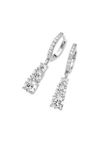 Damen Paar Creolen "mit Zirkonia und Behang, Silber 925", Silber 925 (Sterlingsilber), weiß, Giorgio Martello MILANO, Silber 925 (Sterlingsilber),