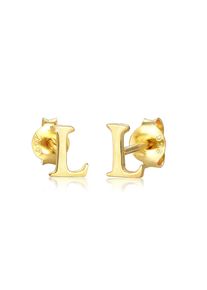 Elli Damen Paar Ohrstecker "Ohrstecker Buchstabe L Initialen 925 Sterling Silber", OneSize, ohne Stein, Silber 925 (Sterlingsilber), gold, Silber 925