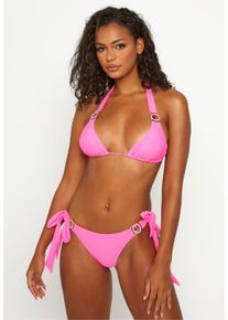 MODA MINX Damen Bikini-Hose "Amour Tie Side Brazilian", pink, Gr. XS, unifarben, 82% Polyamid, 18% Elasthan, Badehosen, mit stilvollem Steinbesatz